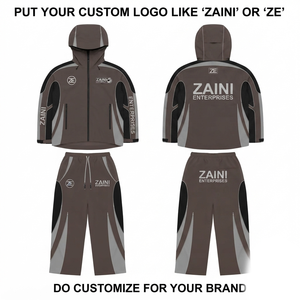 Conjunto Deportivo con Capucha para Hombre ZAINI Premium Transpirable de 150 GSM en Poliéster/Nailon para Invierno con Logotipo Personalizado en Marrón/Negro/Gris - Product Image 1