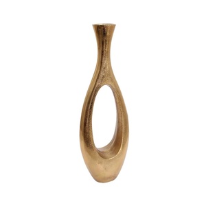 Modern Luxury Gold Metal <b>Vase</b> Handcrafted Hollow Donut Design Aluminium Flower Pot Elegant Sculptural Centerpiece for Home - Product Image 1