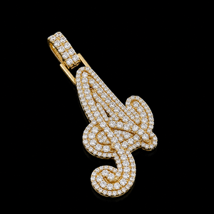 Handcrafted Letter A Natural Diamond Pendant in 10KT Yellow <b>Gold</b> 1.89 TCW Timeless Fine Jewelry Gift - Product Image 5