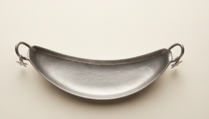 Custom Crescent Moon Silver Metal Serving <b>Tray</b> <b>Handle</b> Finish Platter <b>With</b> Star Accents Elegant Tableware For Wholesale Supply - Product Image 2