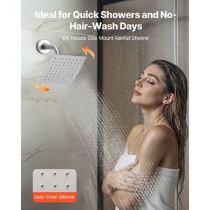 Sistema Doccia a Pioggia Termostatico da Soffitto da 16 Pollici con Soffione a Parete da 6 Pollici, 6 Getti Laterali e Doccia Termostatica a Mano in Nichel - Product Image 6