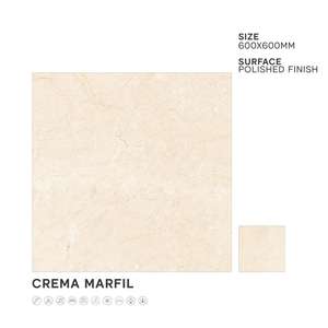 Marfil Bianco diseño pulido brillante 600x600mm baldosas de porcelana de 8mm de espesor para salón baño ladrillo refractario Morbi cerámica - Product Image 5