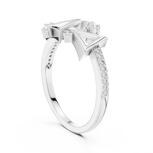 Bague de fiançailles en moissanite à coupe ronde géométrique triangulaire, bijoux fins pour mariage, bague de soirée pour femme, design unique - Product Image 2