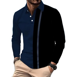 OEM เสื้อโปโลแนวธุรกิจของผู้ชายเสื้อยืดกอล์ฟสำหรับวัยกลางคนเสื้อไซส์ใหญ่แขนยาวระบายอากาศได้ดีดีไซน์ปกเสื้อถัก - Product Image 1