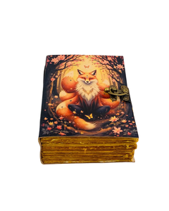 Nine-Tailed Fox Leather Grimoire Journal Handmade Fantasy <b>Notebook</b> Vintage <b>Book</b> of Shadows Embossed Writing Diary Gift - Product Image 1
