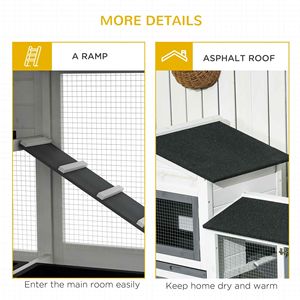 Jaula de Madera para Conejos de 62 Pulgadas con Bandeja Extraíble y Techo de Asfalto, Recinto para Animales Pequeños, Jaula para Cobayas - Product Image 6