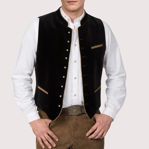 Chaleco Tradicional Bávaro Alemán para Hombre, Estilo Casual Elegante, Reversible, Transpirable, con Cuello Mao, para Otoño - Product Image 3