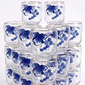 Pot à bougie en verre peint à la main Blue Vineyard, parfait pour les salons, les chambres, les restaurants, les spas, les mariages, les décorations festives - Product Image 3