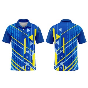 เสื้อเชิ้ตผู้ชายผ้าเทอร์รี่ผสมสแปนเด็กซ์/คอตตอน แขนสั้น ติดกระดุม ลายพิมพ์แบบรีดร้อน แห้งเร็ว ผ้าถัก - Product Image 1