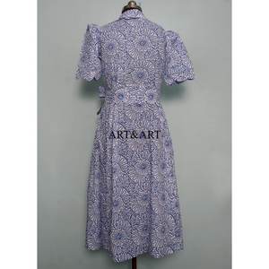 Robe longue trapèze en pur coton pour femme, imprimée à la main motif floral, style décontracté et élégant, idéale pour le quotidien et les fêtes, coupe kangourou, simple et lavable. - Product Image 6