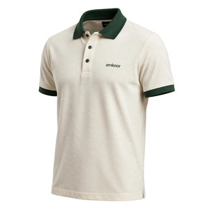 Polo à manches courtes pour homme, couleur personnalisée, bordure contrastée, coupe classique, couleur unie, tissu piqué tricoté décontracté, respirant - Product Image 3