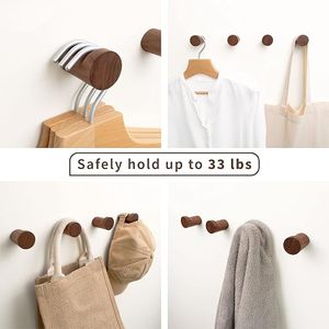 Natural Wooden <b>Wall</b> Mounted Hooks Rustic Wood Coat Hooks Handmade Decorative <b>Wall</b> Hooks for <b>Clothes</b> Hats Bags Towels Set of 4 - Product Image 6