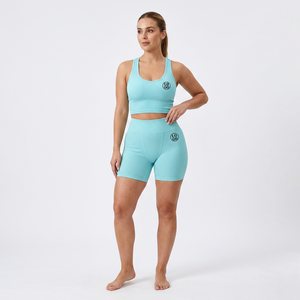 Ensemble 2 pièces décontracté d'été pour femme, couleur unie fluo, débardeur sans manches à col licou et short moulant au genou en coton et élasthanne respirant - Product Image 2