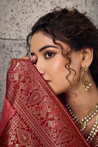Sari Banarasi pour femmes, luxe, bordure Zari, design de créateur, pour mariage, fête, tenue traditionnelle indienne, ethnique, avec blouse, hiver et été - Product Image 4