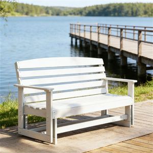 Sedia a dondolo da giardino bianca per cortili e patii - Product Image 1