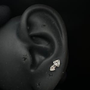Modern Inverted Pyramid Diamond Dangle <b>Earring</b> In 14K Gold For <b>Tragus</b> And Helix <b>Piercing</b> - Product Image 2