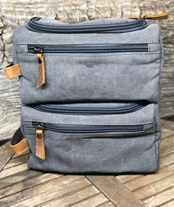 Bolsa de Aseo Unisex de Lona y Cuero con Logotipo Personalizado, Organizador de Cosméticos de Viaje Grande, Impermeable, Bolsa de Afeitado LCTB-0015D - Product Image 5