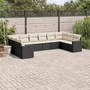 Conjunto de Sofás Modulares Grandes de Ratán PE Negro para Jardín, Elegante Colección de Muebles para Exteriores - Product Image 1