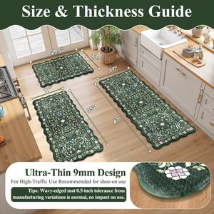 Juego de 3 Tapetes Antifatiga Boho para Cocina, Alfombra y Pasamanos Antideslizantes e Impermeables para Cocina y Lavandería, Estilo Boho - Product Image 4