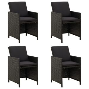 Set di 4 Sedie da Giardino in Rattan PE Nero Design Standard - Product Image 1