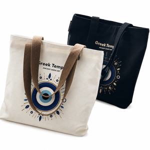 Bolsa de Lona con Diseño de Templo Griego, Patrón de Arte Griego Antiguo, Correa de Hombro Grande, Bolsa de Compras para Uso Diario - Product Image 3