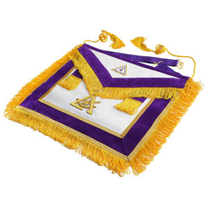 Master Mason Custom Embroidered 3D Square <b>Badge</b> Purple <b>Gold</b> Fringe Sew-On Safety Pin Attachment Garment Accessory Classical - Product Image 4