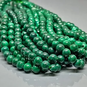 Cuentas de Malaquita Natural de 4mm, Redondas y Lisas, Grado AAA, para la Fabricación de Joyería, Venta al Por Mayor - Product Image 3
