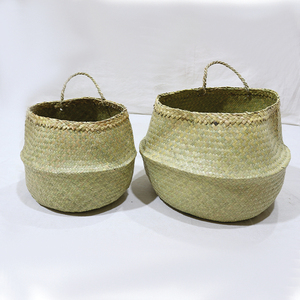 Trending Natural Palm Leaf Circle Durable <b>Storage</b> Basket Eco-friendly <b>Laundry</b> Hamper Hand-woven Multifunction Garden <b>Bag</b> - Product Image 6