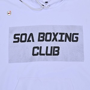 Sweat-shirt à capuche SOA Boxing Club pour homme, en coton blanc, décontracté, à manches longues, imprimé, avec poche avant, coupe classique, pour l'automne - Product Image 6