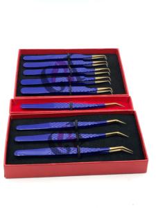 GETUP BROSONS IMPEX Nouveau style Pince à épiler pour extensions de cils en acier inoxydable, à pointe en fibre, style dauphin, 90 degrés, revêtement en poudre bleu foncé - Product Image 6