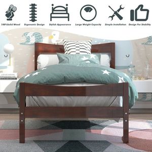 Twin Size <b>Rustic</b> Style Wooden Platform <b>Bed</b> Frame with Headboard and Footboard Handcrafted <b>Rustic</b> Furniture - Product Image 4