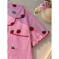 Ensemble de pyjama pour femmes, en jersey floral d'été, manches courtes, logo sur le devant, respirant, doux, confortable toute l'année, vêtements de détente à la maison