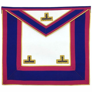 Custom Embroidered Masonic Apron With Silver <b>Fringe</b> And <b>Beads</b> Maroon White Blue Fabric Badge Sew-On Classical Style - Product Image 5