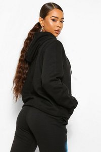Sudadera con Capucha Negra para Mujer, Sudadera Informal con Bolsillo Delantero, Corte Regular, 100% Algodón Tejido, Ropa de Otoño - Product Image 2
