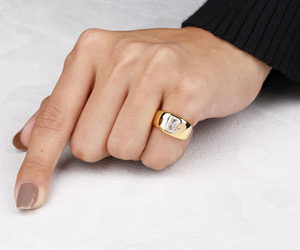 แหวนทองคำ 10K/14K ดีไซน์ทันสมัย ประดับเพชรแล็บ ตัวอักษร B  แหวนของขวัญสำหรับเธอ เหมาะสำหรับงานแต่งงาน - วันครบรอบ - วันเกิด - Product Image 6