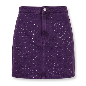 Jupe courte en jean personnalisée pour femme avec fente latérale, en coton biologique et élasthanne, enduite de PU - Fournisseur en gros pour les boutiques et détaillants américains - Product Image 6