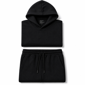 Ensemble de survêtement décontracté d'hiver en coton respirant 100 % pour homme, pull à capuche surdimensionné en tissu multicouche, vente en gros - Product Image 6