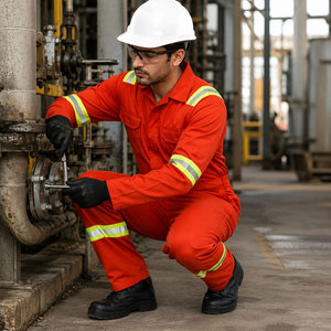 Combinaison de travail ignifuge en coton personnalisée pour l'exploitation minière, le pétrole et le gaz, haute visibilité, réfléchissante, en sergé, ignifuge, FR - Product Image 6