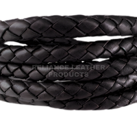 Bracelet Statement Large en Cordon Tressé en Cuir Véritable de Vache Noir Mat 5mm, Plaqué Argent 925, Bijoux DIY Haut de Gamme