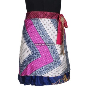 Minifalda cruzada de seda estampada, estilo gitano, hippie, bohemio, indio, retro, informal, mágica, corta, de cintura alta - Product Image 5
