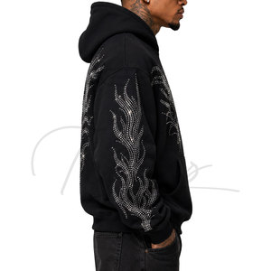 Sudadera con Capucha para Hombre, Diseño Casual con Pedrería, Logotipo Personalizado en la Parte Delantera, 100% Algodón, Felpa, Talla Grande, Precio Económico - Product Image 4
