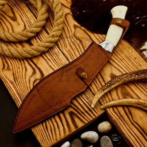 Cuchillo Bowie Clásico de Hoja Fija de Acero Inoxidable con Punta Clip, Mango Ergonómico de Hueso de Camello, Cuchillo para Caza y Camping al Aire Libre OEM - Product Image 4