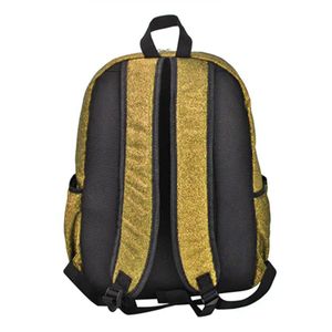 Mochila de nailon dorado con acolchado de malla negra y correas ajustables. Mochila con logotipo bordado personalizado. Mochila con forro de nailon duradero. - Product Image 2