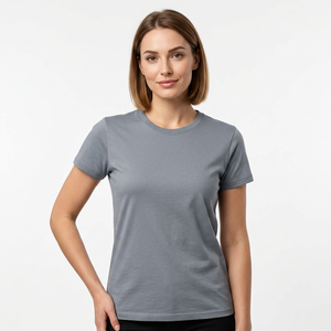 Camiseta de Manga Corta para Hombre, Corte Regular, Cuello Redondo, Algodón Gris, Diseño Liso, Tejido Jersey - Product Image 5