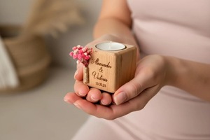 Wood Tea Light Holder <b>Set</b> Round Handmade <b>Candle</b> Holder for Home Decoration - Product Image 2