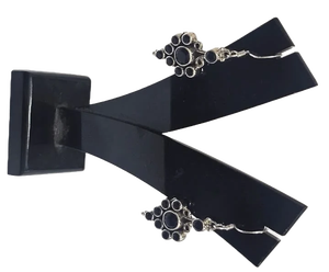 Boucles d'oreilles pendantes en pierre d'onyx noir naturel pour femmes |   Boucles d'oreilles pendantes traditionnelles en argent 92,5, lot de vente en gros, bijoux en vrac - Product Image 1