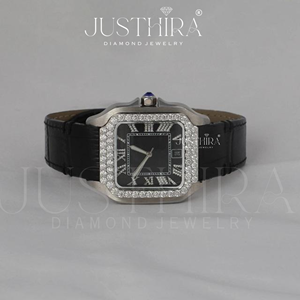 Reloj de Diamantes Moissanite al por Mayor para Hombre, Reloj de Pulsera de Lujo con Correa de Cuero, Modelo Unisex Disponible en Oferta - Product Image 2