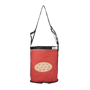 Red <b>Canvas</b> Horse Feeding Bag Durable Nose Feed Bag Adjustable Strap Oval Leather Patch Portable Horse Feed Bag - Product Image 1