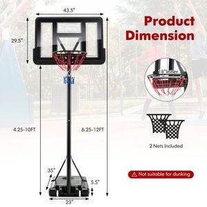 Sistema di Canestro da Basket Regolabile da 10 Piedi con Tabellone da 44 Pollici, Attrezzatura da Campo 4.25 - Product Image 4