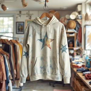 Sudadera con Capucha Estampada de Estrellas, Unisex, de Algodón y Felpa, Diseño Cósmico, Ropa Urbana, Personalizable OEM/ODM - Product Image 2